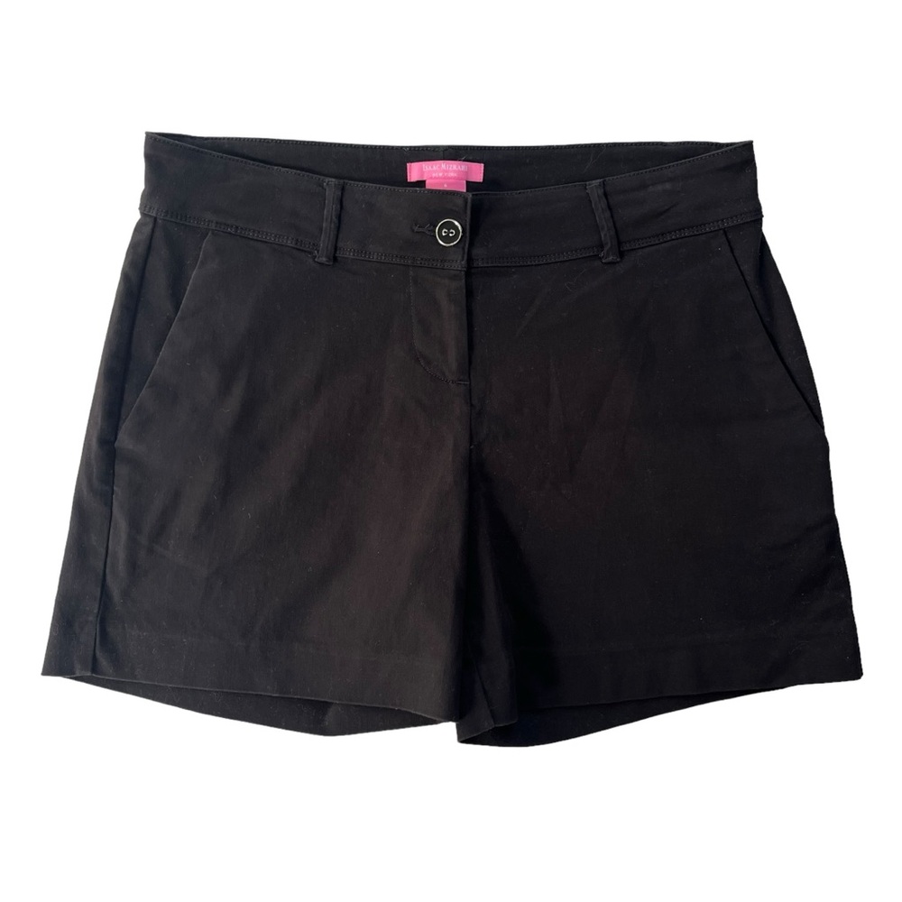Isaac Mizrahi New York Womens Sz 6 Black Cotton Tailored Flat Front Dress Shorts